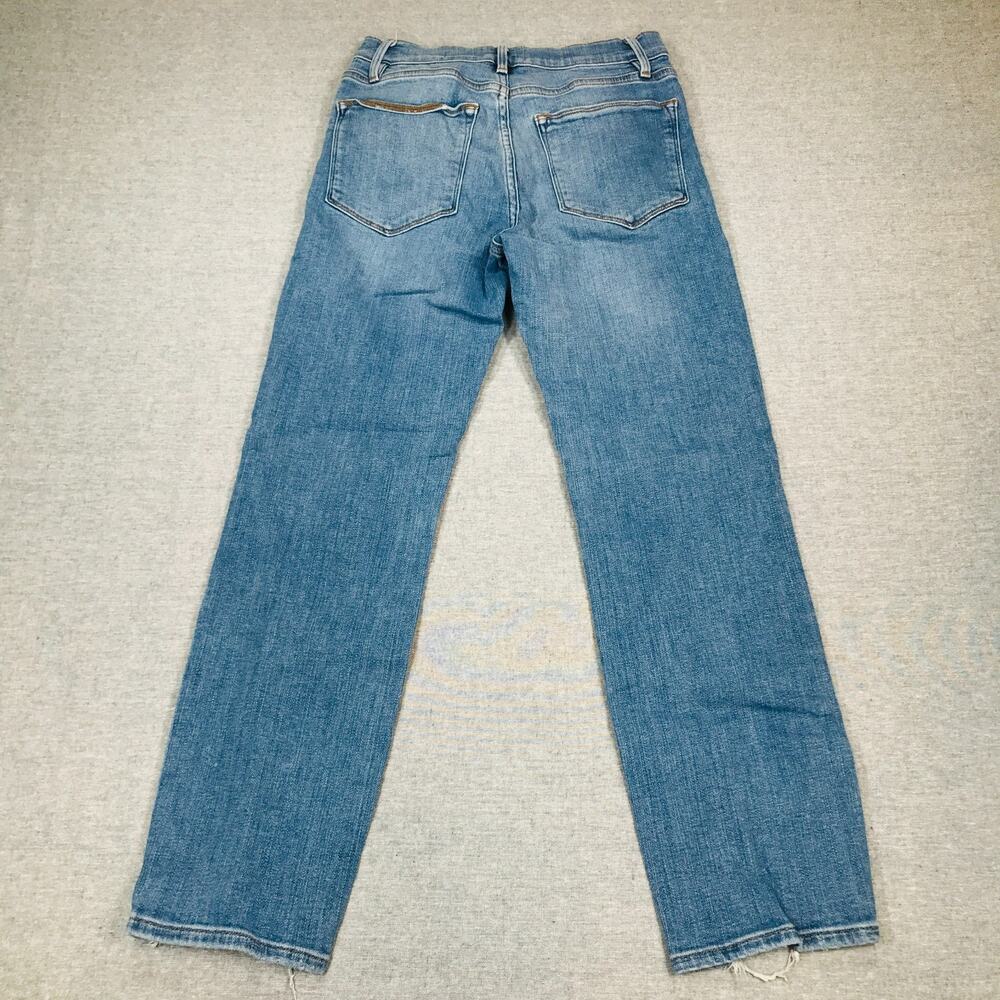 Frame Women's 27 Le High Straight Blue Jeans Frayed Distressed Cotton Stretch K - Picture 5 of 8